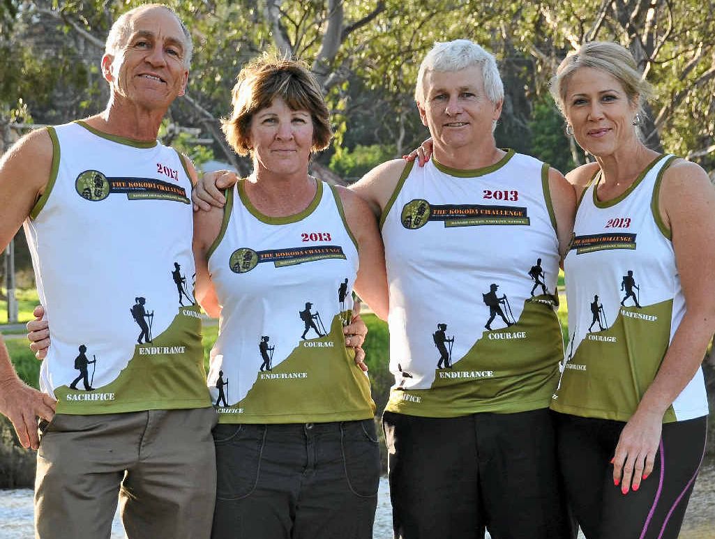 READY FOR A CHALLENGE: The Warwick One team Ian Stacey, Karen Gilchrist, Geoff Hobson and Fiona Milburn are preparing themselves for the Kokoda Challenge in July. READY FOR A CHALLENGE: The Warwick One team Ian Stacey, Karen Gilchrist, Geoff Hobson and Fiona Milburn are preparing themselves for the Kokoda Challenge in July.